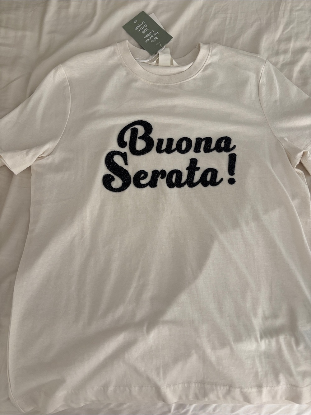 'Buona Serata!' White Graphic Tee H and M NWT size XS